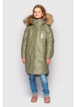 Cvetkov оливкове зимове пальто для дівчинки Ніколь 3